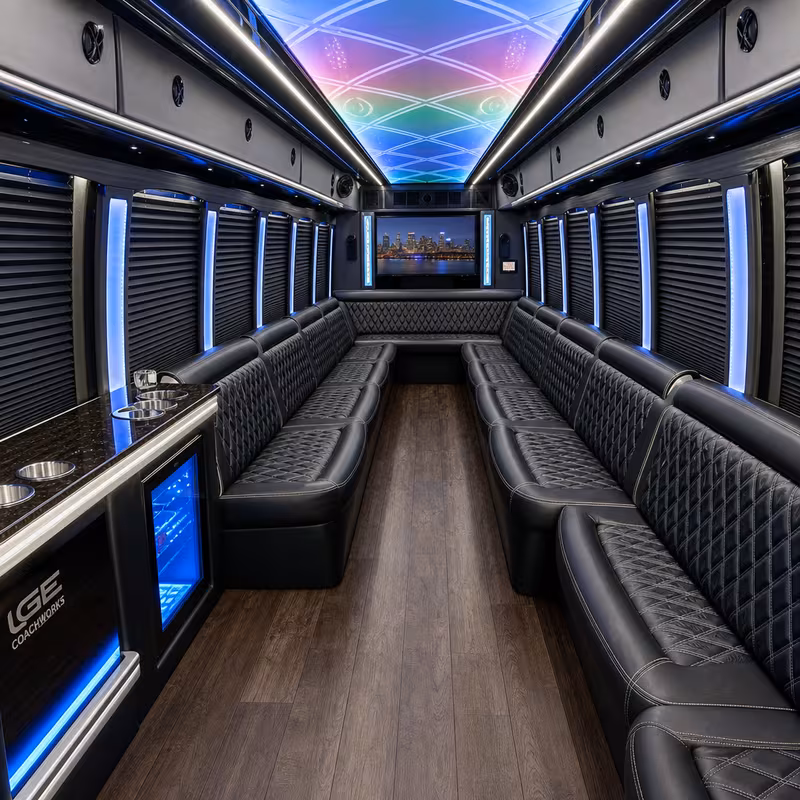 15 Passenger Party Bus Interior