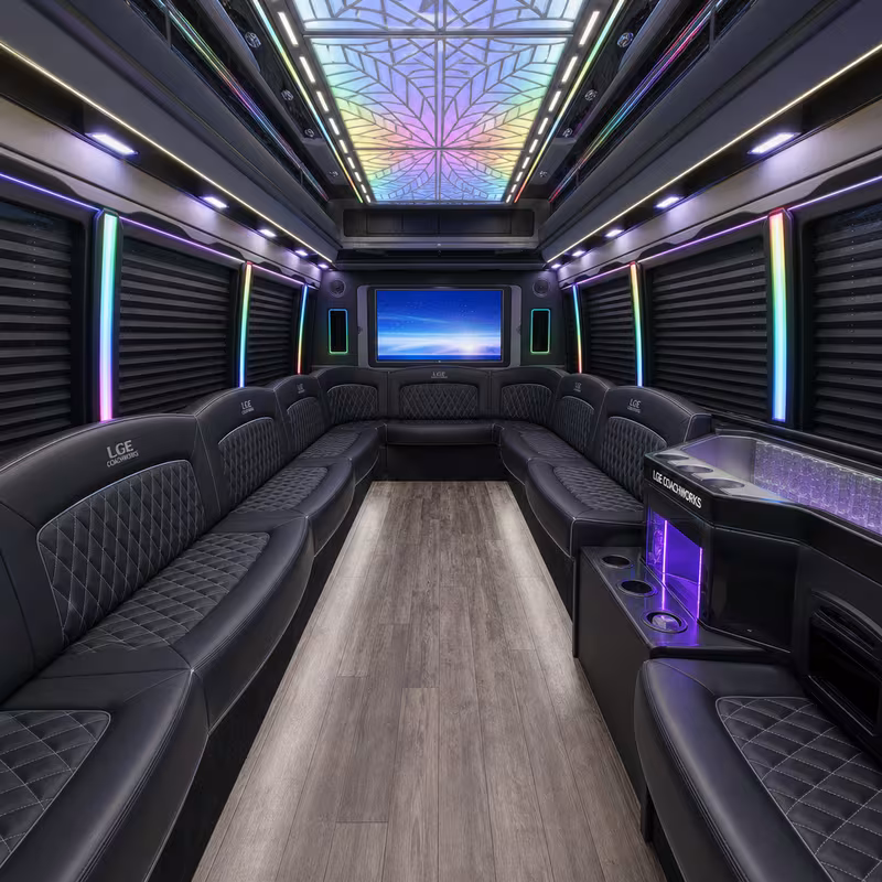 15 Passenger Party Bus Interior