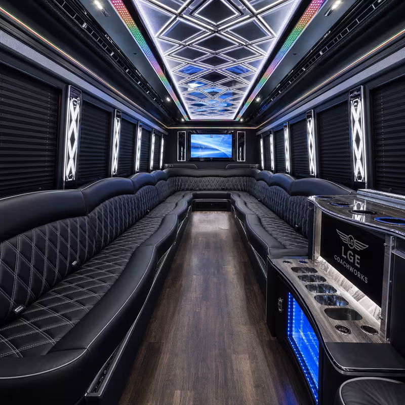 18 Passenger Party Bus Interior