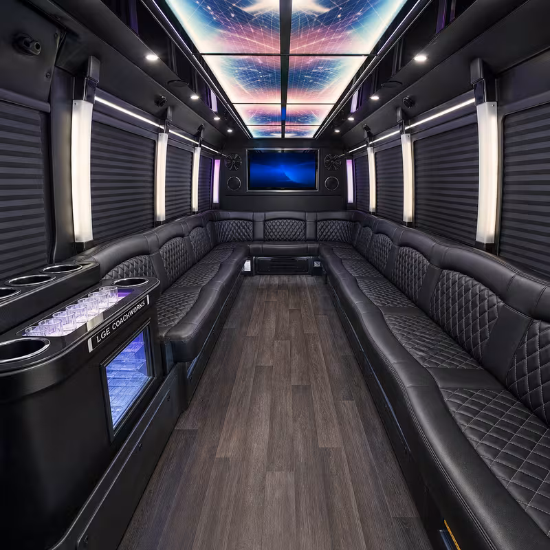 20 Passenger Party Bus Interior