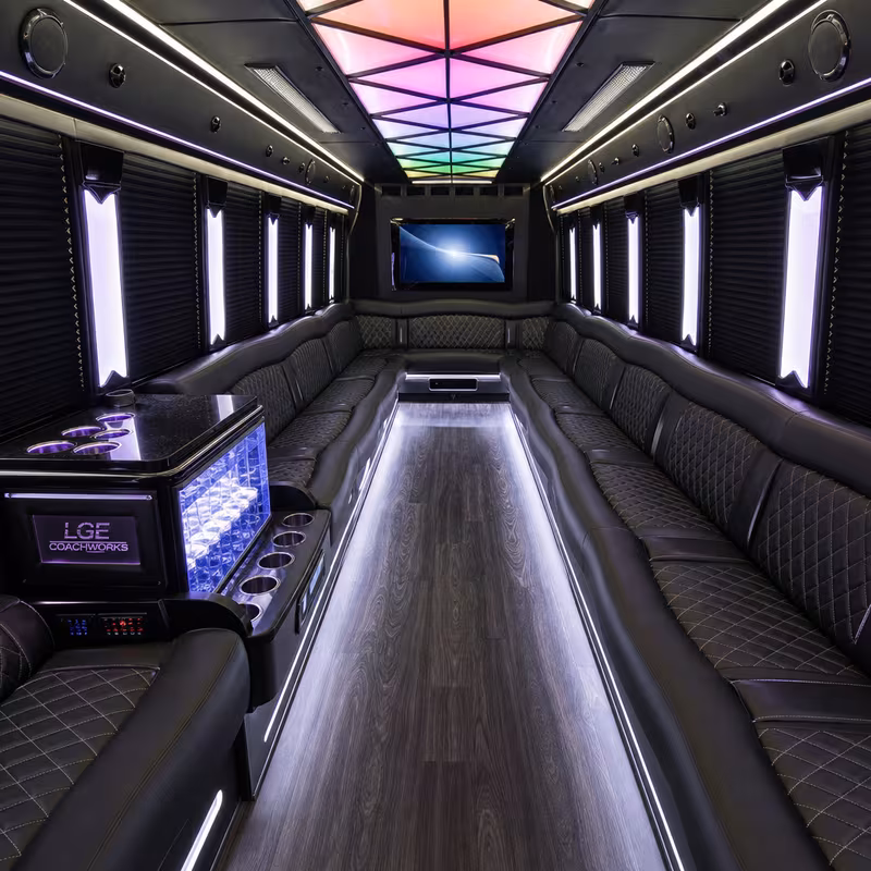 20 Passenger Party Bus Interior