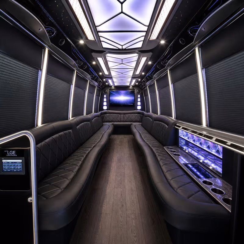 25 Passenger Party Bus Interior
