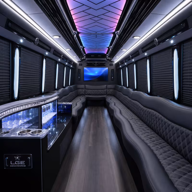 28 Passenger Party Bus Interior
