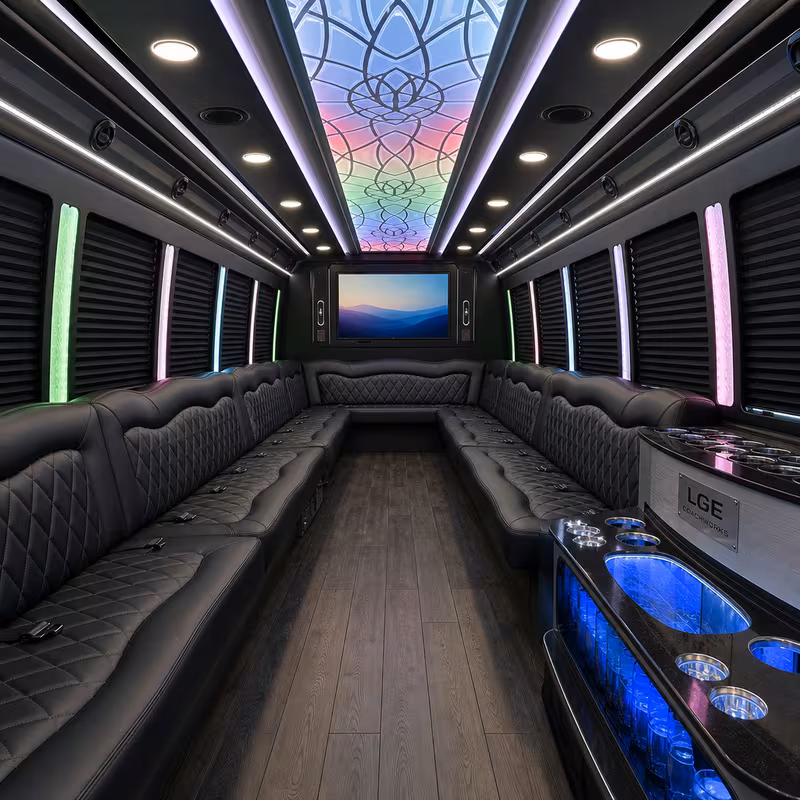 40 Passenger Party Bus Interior