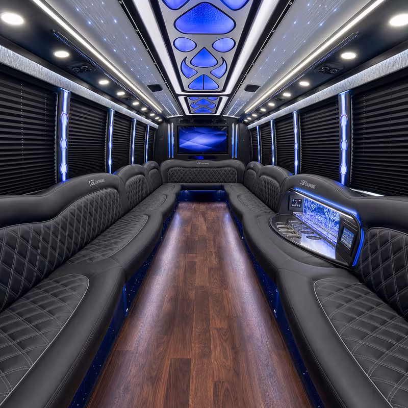50 Passenger Party Bus Interior
