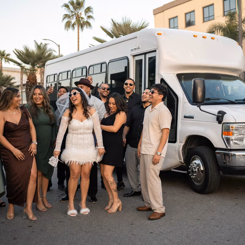 Black Mercedes Sprinter van staged for an Oxnard Bachelor & Bachelorette Transportation group