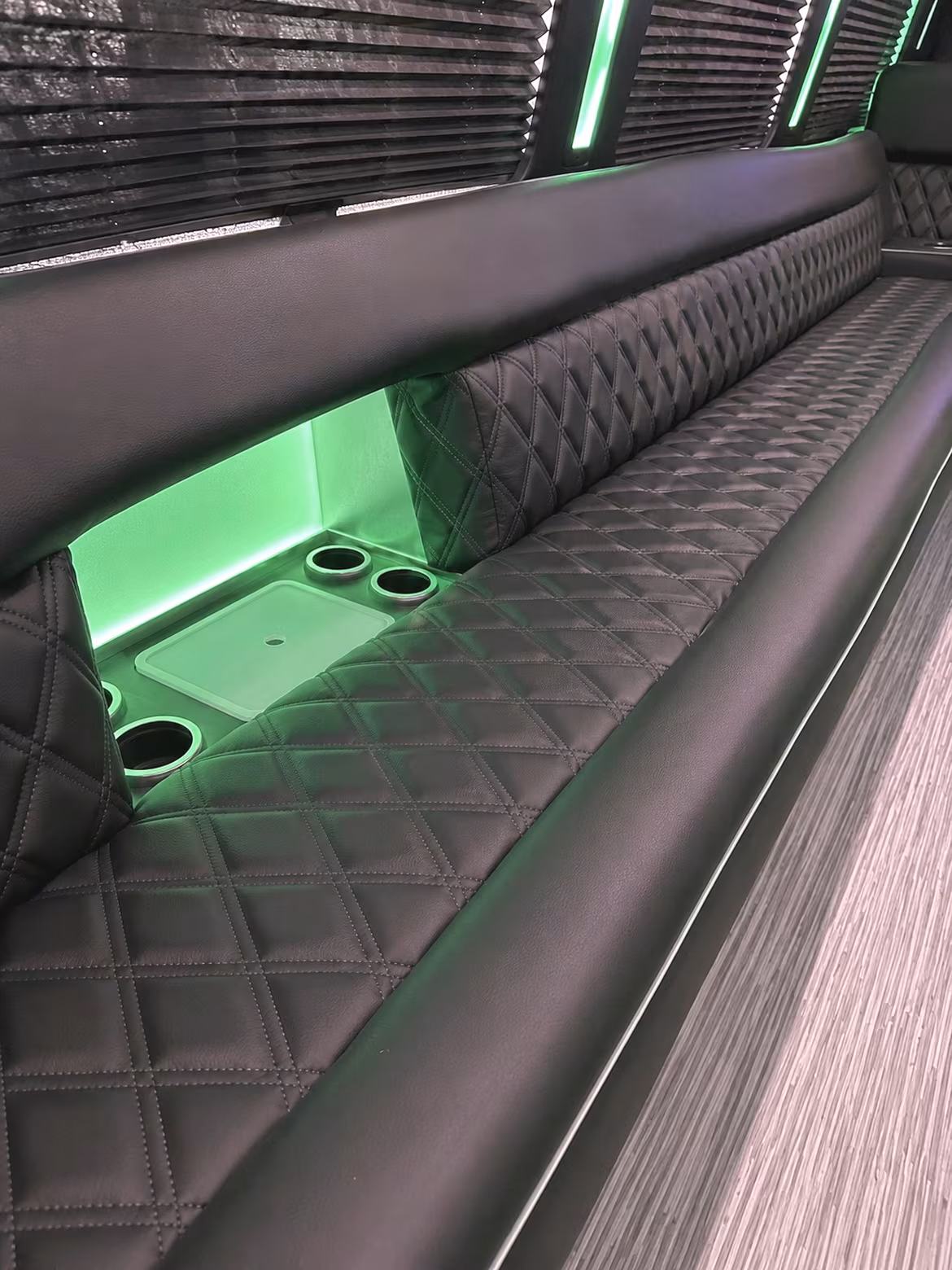 Interior of a party bus rental serving Oxnard