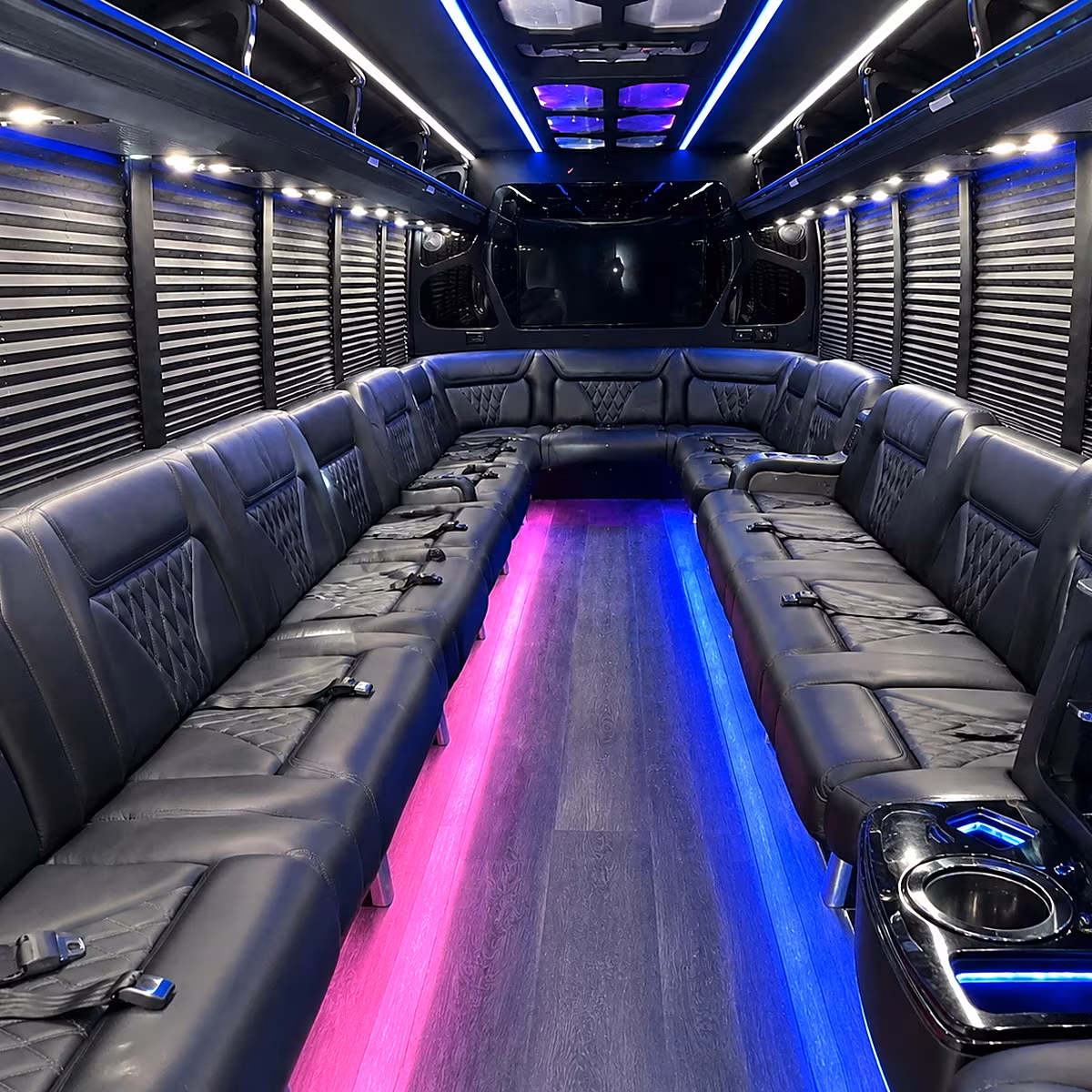 Oxnard Birthday, Sweet 16, & Quinceañera Transportation party bus interior
