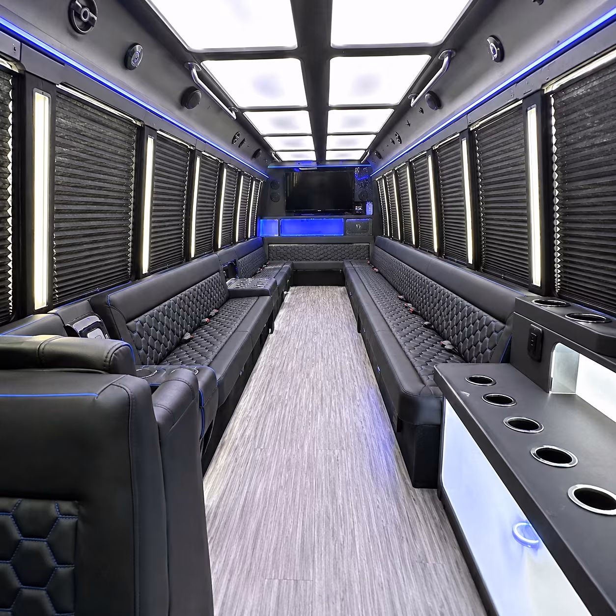 Oxnard Wedding Transportation party bus interior