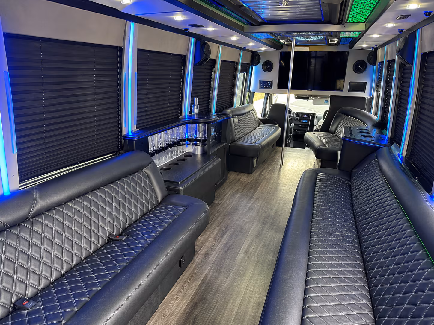 Oxnard Wedding Transportation party bus interior
